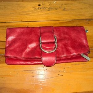HOBO Classic Foldover Red Leather Clutch w/Buckle